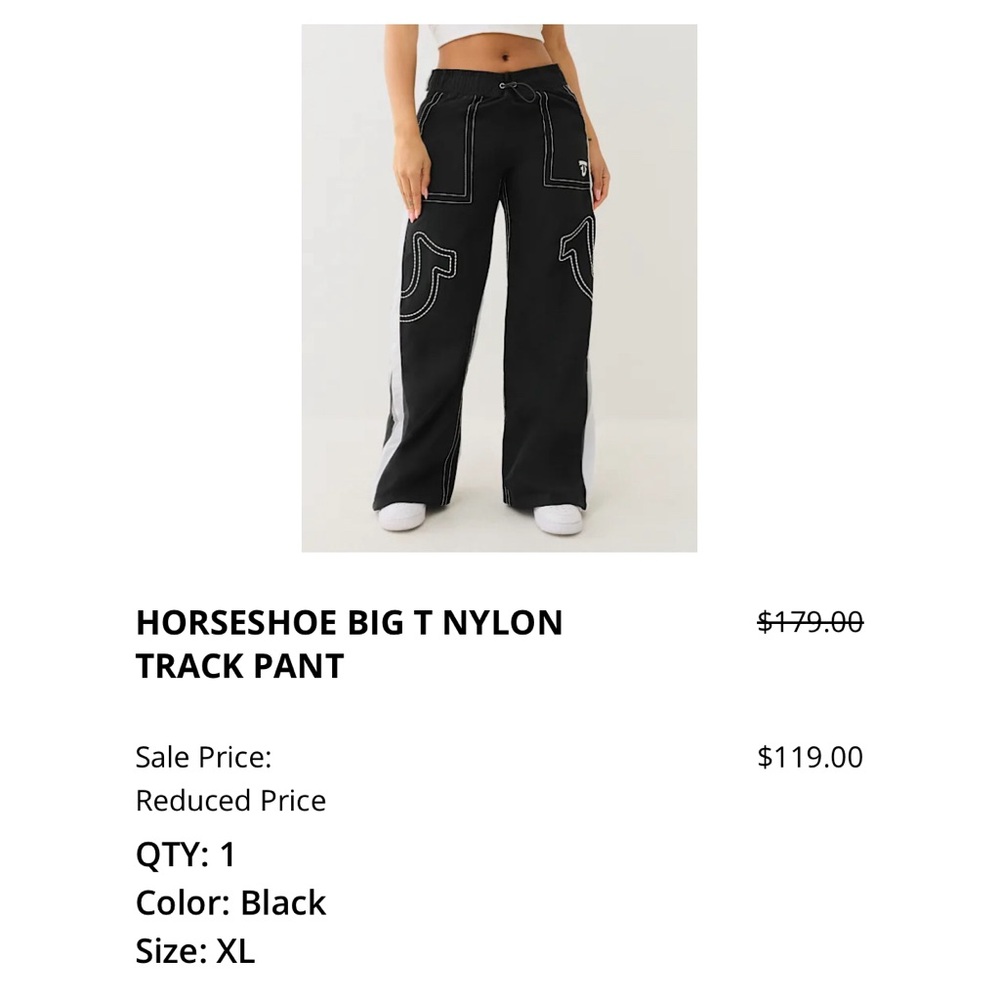 True Religion Black Track Pants